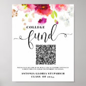 College fonds bloemenbord afstuderen printbaar bor poster (Voorkant)