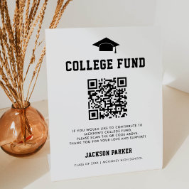 College Fonds QR Code Teken voor Afstudeerfeest Reclamebord Met Voetstuk
