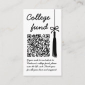 College Fonds Zwart & Wit Gift Qr Code Afstuderen Informatiekaartje (Voorkant)