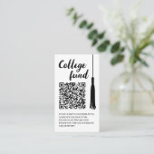 College Fonds Zwart Witte Kwast QR Code Afstuderen Informatiekaartje (Staand voorkant)