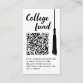 College Fonds Zwart Witte Kwast QR Code Afstuderen Informatiekaartje (Voorkant)