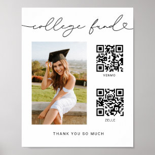 College Fund Afstuderen Foto QR Code Sign Poster