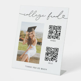 College Fund Afstuderen Foto QR Code Sign Reclamebord Met Voetstuk