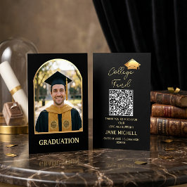 College fund Black & Gold Graduation Card Visitekaartje