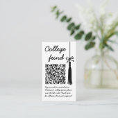 College Fund Black & White Gift Qr Code Graduation Informatiekaartje (Staand voorkant)