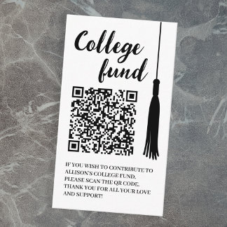 College Fund Black White Tassel Qr Code Graduation Informatiekaartje