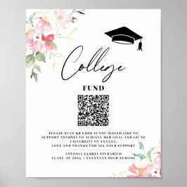 College fund floral graduation printable sign poster