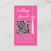 College Fund Pink Gift Qr Code Graduation Informatiekaartje (Voorkant)