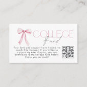 College Fund Qr Code Graduation Pink Bow Informatiekaartje (Voorkant)