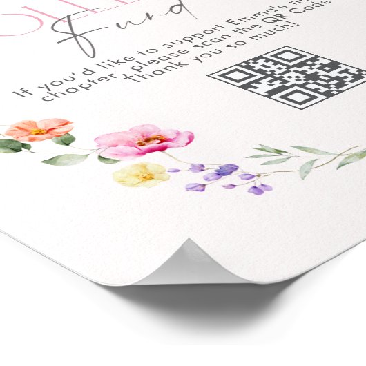 College Fund Qr Code Graduation Pink Bow Poster (Hoek)