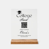 College Fund QR Code Minimalistische Zwarte Tekst Acryl Bord (Voorkant)