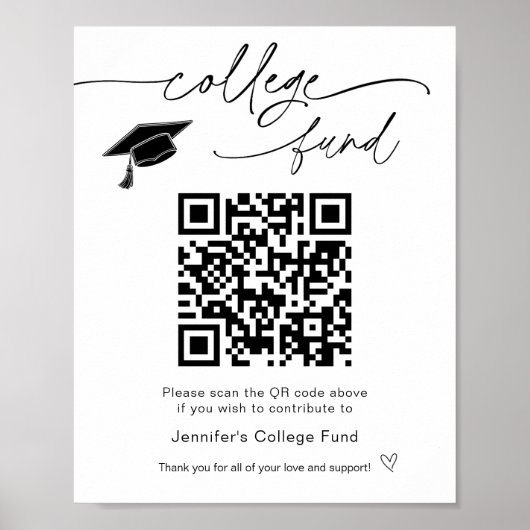 College Fund QR Code Sign Poster (Voorkant)