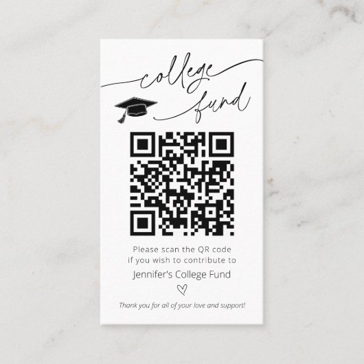 College Fund QR Code Sign Visitekaartje (Voorkant)
