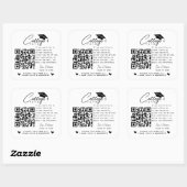College Fund QR Code Zwart Wit Afstuderen Modern Vierkante Sticker (Vel)