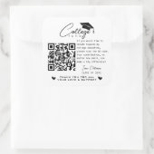 College Fund QR Code Zwart Wit Afstuderen Modern Vierkante Sticker (Tas)