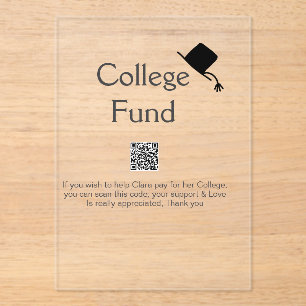 College fund scan QR details toevoegen afstuderen  Acryl Uitnodigingen