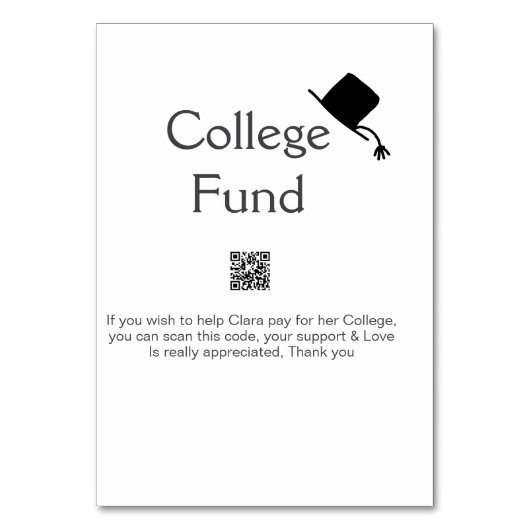 College fund scan QR details toevoegen afstuderen Kaart (Voorkant)