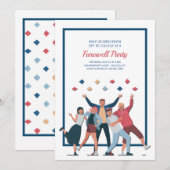 College gebonden afscheidsfeestuitnodiging kaart (Voorkant / Achterkant)