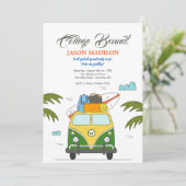 College Gebonden Groene en Gele Uitnodiging (Staand voorkant)