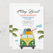 College Gebonden Groene en Gele Uitnodiging (Voorkant / Achterkant)