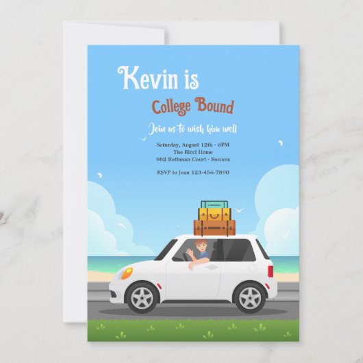 College gebonden mannelijke uitnodiging (Voorkant)