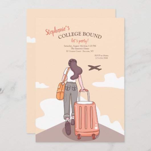 College gebonden Vrouw Party Uitnodiging (Voorkant / Achterkant)