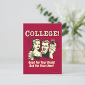 College: Goed voor Brain Slecht voor Lever Briefkaart (Staand voorkant)