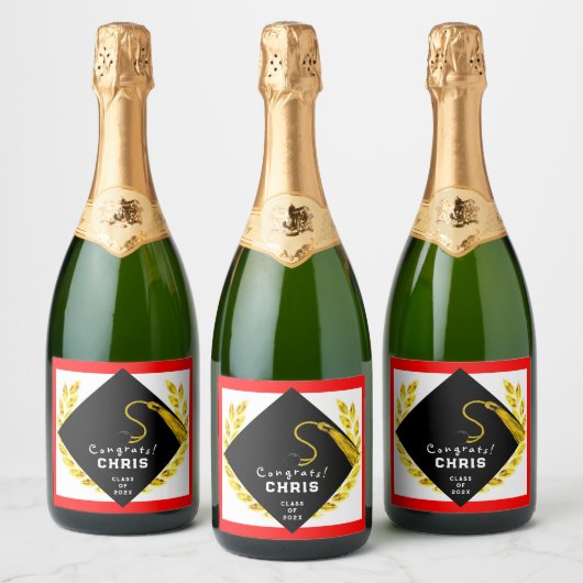 College Graduation Party Gift Sparkling Wijnetiket (Flessen)