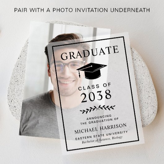 College Graduation Party Overlay Vellum Uitnodigingen