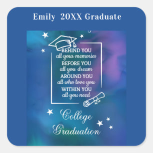 College Graduation Quote Waterverf Vierkante Sticker