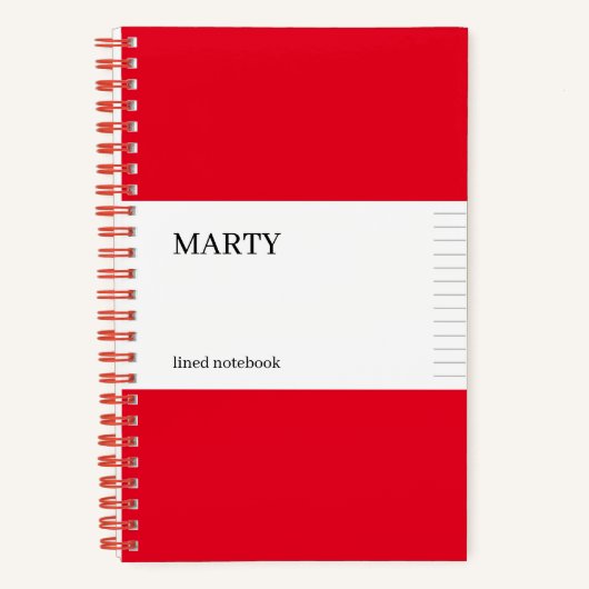 College heerste rood Notitieboek met monogram (Voorkant)