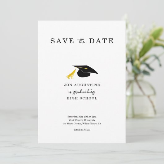 College High School Afstuderen Save the Date Kaart (Staand voorkant)