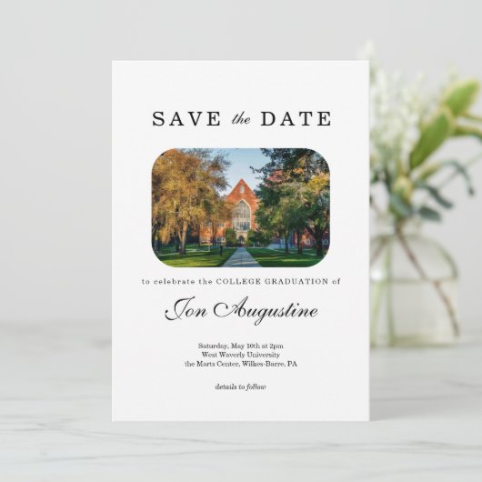 College High School Afstuderen Save the Date Kaart (Staand voorkant)