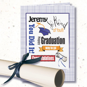 College High School Blue Afstuderen Card Kaart