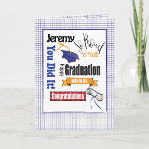 College High School Blue Afstuderen Card Kaart