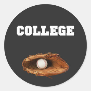 College Honkbal een honkbal handschoen en bal Ronde Sticker