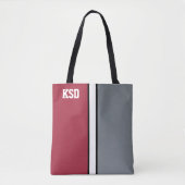 College Kleuren Crimson rood, grijs & wit monogram Tote Bag (Voorkant)