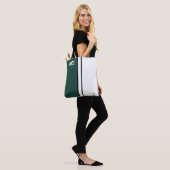College Kleuren Donker Groen & Wit Monogram Tote Bag (Op model)