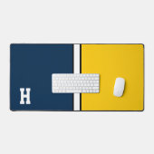 College Kleuren Marine Blauw & Maïs Geel Monogram Bureaumat (Keyboard & Muis)