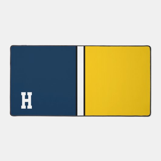 College Kleuren Marine Blauw & Maïs Geel Monogram Bureaumat (Voorkant)