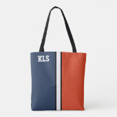 College Kleuren Marine Blauw & Sinaasappel Monogra Tote Bag (Achterkant)