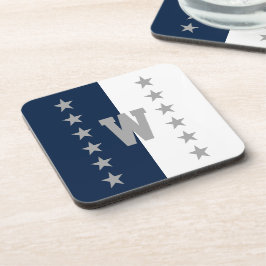 College Kleuren Marine Blauw & Wit Bier Onderzetter