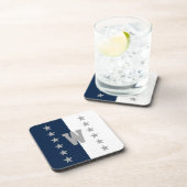 College Kleuren Marine Blauw & Wit Bier Onderzetter (Rechterzijde)