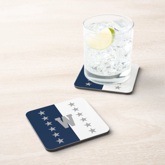 College Kleuren Marine Blauw & Wit Bier Onderzetter (Rechterzijde)