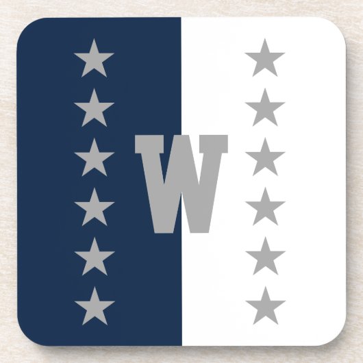 College Kleuren Marine Blauw & Wit Bier Onderzetter (Voorkant)