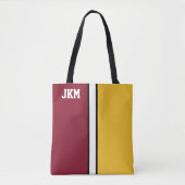 College Kleuren Maroon & Goud Monogram Tote Bag (Voorkant)