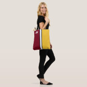 College Kleuren Maroon & Goud Monogram Tote Bag (Op model)