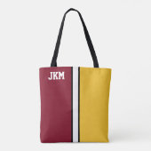 College Kleuren Paars & Goud Monogram Tote Bag (Achterkant)