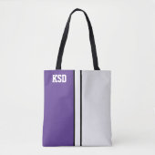 College Kleuren Paarse & Witte Monogram Tote Bag (Voorkant)