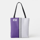College Kleuren Paarse & Witte Monogram Tote Bag (Achterkant)